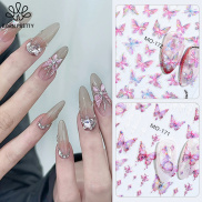 BORN PRETTY Relief Pink Kawaii Nail Art Stickers Japanese Butterfly Self