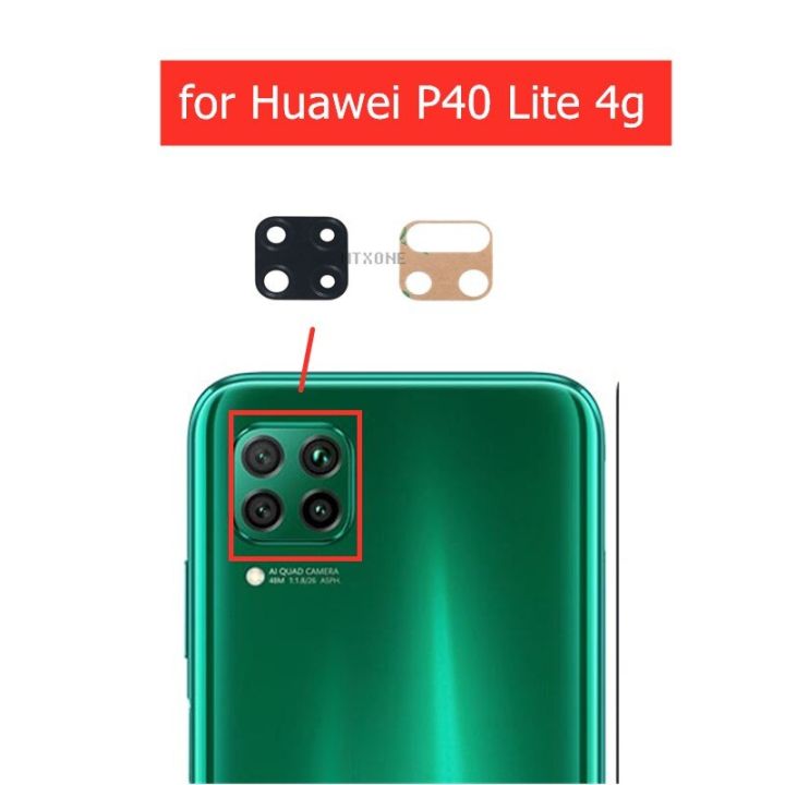 2ชิ้นสำหรับ Huawei P40ไลท์4ก. กระจกกล้องมองหลังเลนส์กระจกกล้องถ่ายรูปหลังพร้อมกาว3ม. อะไหล่ซ่อม