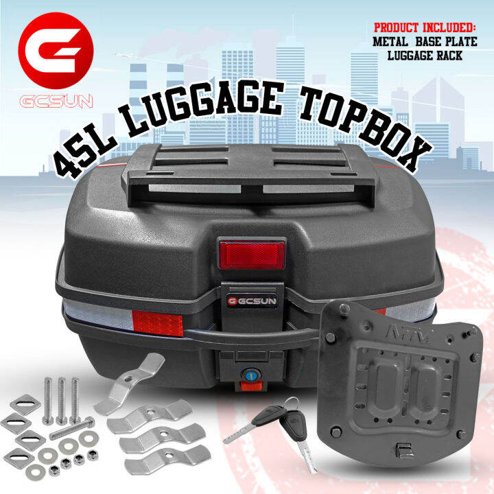GCSUN LUGGAGE TOP BOX 45 LITERS (HARD PLASTIC BASE PLATE) UNIVERSAL