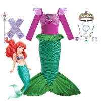 ZZOOI Disney Princess Ariel Dresses Girls Little Mermaid Costume Carnival Evening Party Dresses for Kids Halloween Dress Up Clothes