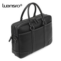 Multiple Compartment Men‘s Briefcase Genuine Leather Business Handbag Men Laptop Briefcase Leather Shoulder Bags Office Work Bag