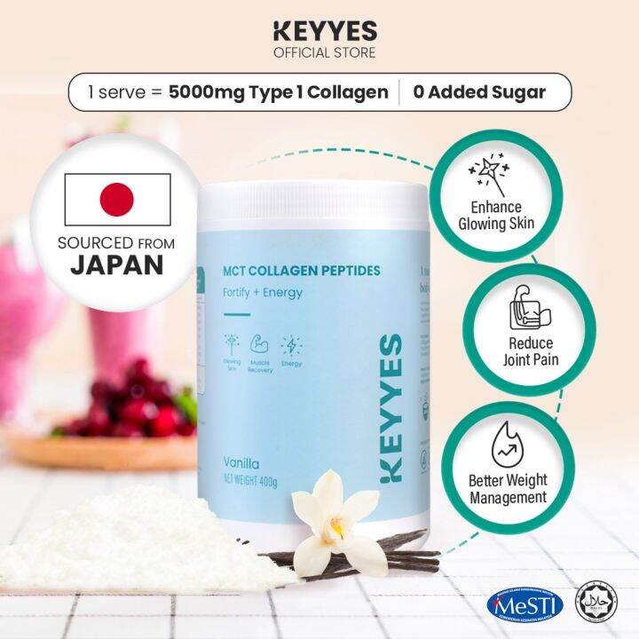 natural KEYYES Marine Collagen Drink Peptides 5000mg + MCT Oil Collagen