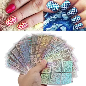 1Sheet Nail Art Airbrush Stencils Nail Decals Waterslide Wrap For