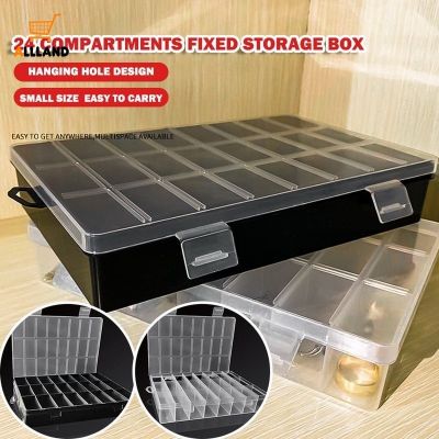 Portable 24 Grids PP Clear Rings Earrings Storage Box/ Snap-on Flap Type Necklace Bracelets Display Case/ Home Jewellery Accessories Organize Container