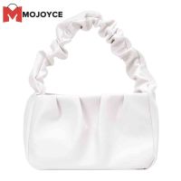 MOJOYCE Retro Women กระเป๋าสะพายสีลูกกวาดหนังจีบ Ruffle Totes กระเป๋าถือ