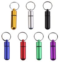 1pc Creative Stainless Steel Medicine Bottle Keychain Case Container Waterproof Holder Aluminum Pill Box KeyringAdhesives Tape