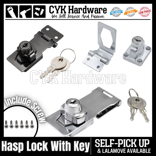 Door Lock Latch Locks with Keys Hasp Lock Chrome Plated Garage