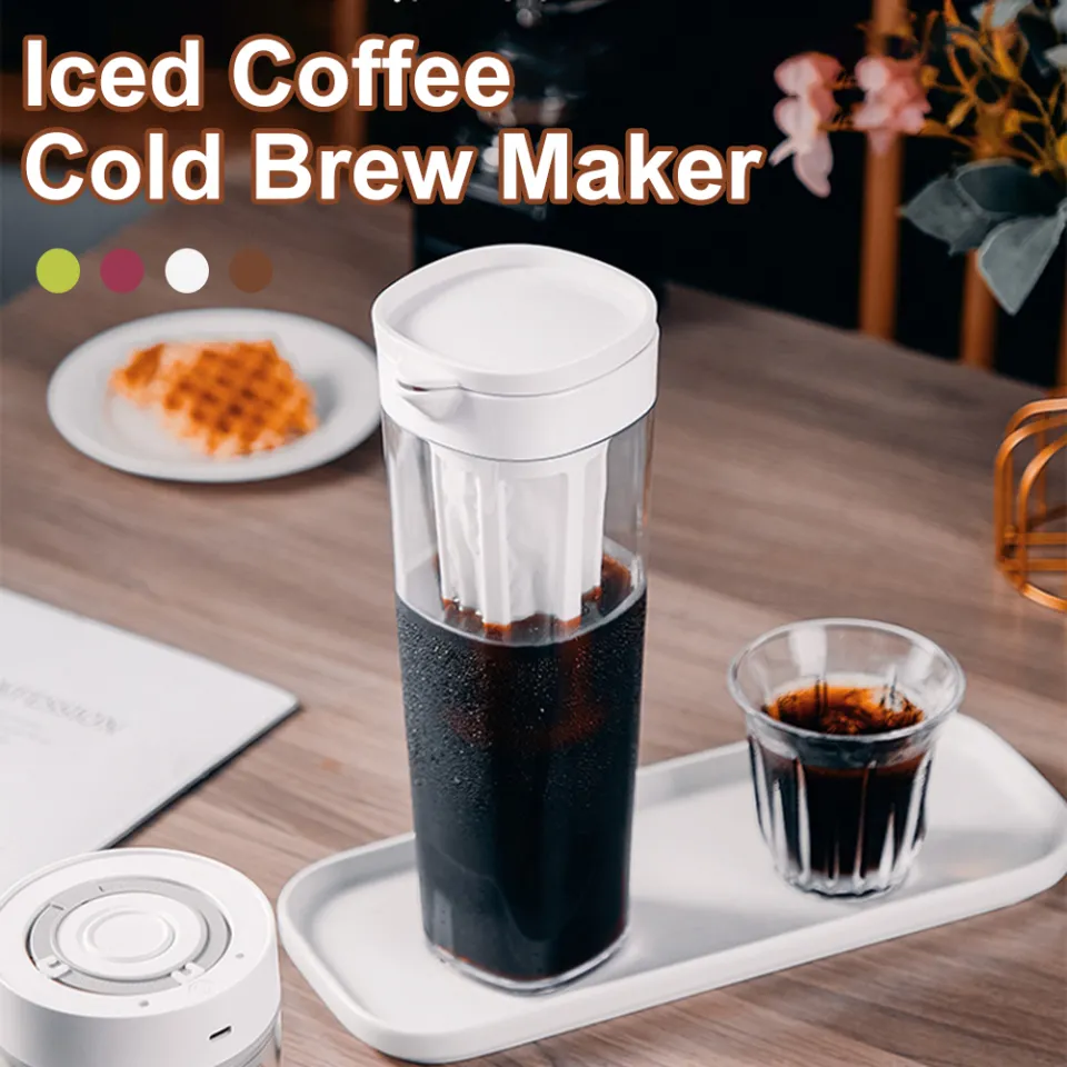EG【Ready Stock】Coffee Cold Brew Pot High Quality Tea Pot With Filter Coffee  Strainer 1.1L Make Tea & Coffee Suite Multiple Colors Available
