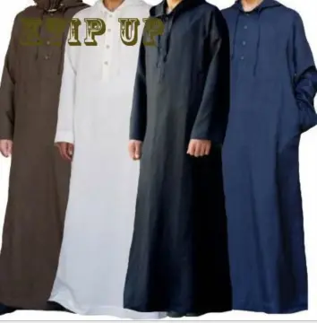 Men Solid Color Abaya Thobe Comfort Long Dress Dubai Kaftan Long Shirt Long  Robe