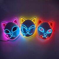 2023 Halloween Decor Mask Cosplay Japanese Anime Neon LED Demon Slayer Mask Flashing For Carnival Halloween Party