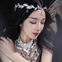 【Creative Dream Works】 Elf Rhinestone Headband เครื่องประดับผมเจ้าสาวคริสตัล Teardrop Leaf Tiara Headband Frontlet เจ้าสาว Hairdress เครื่องประดับ