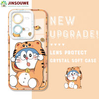 Jinsouwe เคสโทรศัพท์เคสสำหรับ Vivo V25 5G,เคสโทรศัพท์ลายการ์ตูนโดราเอมอนคริสตัลเคสด้านหลังยางแบบนิ่ม