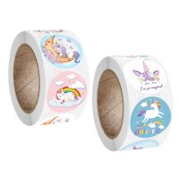 【CW】❀  500 Pcs/Roll Cartoon Unicorn Stickers Childrens Reward Sticker