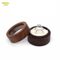 Wooden Ring Case With Open Window Transparent Jewelry Box For Proposal Engagement Wedding Ceremony Birthday Gift