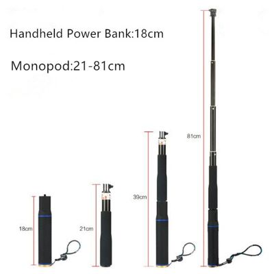 5ชิ้น2 In 1มือถือแบตเตอรี่กล้อง5200มิลลิแอมป์ต่อชั่วโมง Power Bank แท่งเซลฟี่ยืดได้21-81เซนติเมตรขาตั้งเดี่ยวสำหรับกล้อง Go Pro Hero5/4/3 +