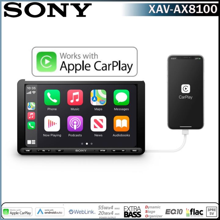 sony-xav-ax8100-เครื่องเสียงติดรถยนต์-applecarplay-androidauto-จอ8นิ้ว-มีช่องhdmi-สำหรับเพิ่มกล่อง-androidbox-tvbox