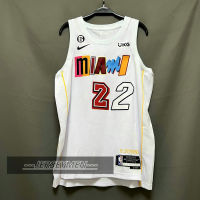 【High Quality】Mens 2022-23 New Original NBA Miami Heat #22 Jimmy Butler Jersey City Edition White Swingman Heat-pressed