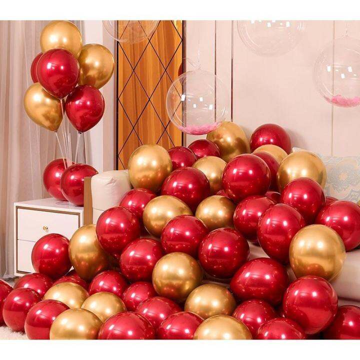 Red Golden Chrome Metallic Balloons Set 12inch Matte Latex Ballons ...