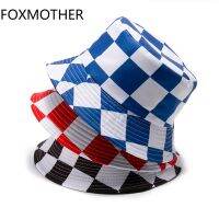 สีดำแดงน้ำเงินแฟชั่นใหม่ผู้ชาย FOXMOTHER ฮิปฮอปหมวกทรงถังลายหมากรุกหมวกชาวประมง Panama Gorras Chapeu