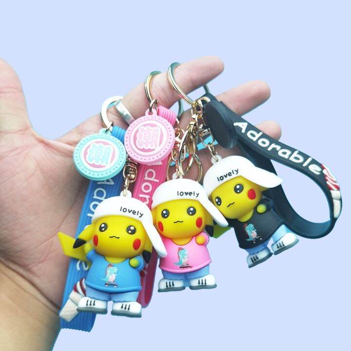 cw-new-fashion-anime-keychain-cartoon-chain-soft-glue-hand-pendant-pikachu-for-children