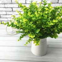 Eucalyptus Artificial Plastic Plant Leaves Green Grass Long Outdoor DIY Fake Flower For Garden Decoration Outdoor Large China