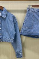 【hot】 Jackets Rivet Lapel Short Denim And Crimped Shorts