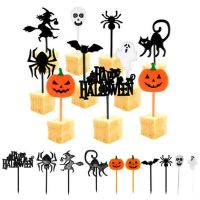 10pcs Set Halloween Fruit Fork Reusable Plastic Food Picks for Kids Lunch Box Bento Accessories Dessert Toothpicks Party Favor