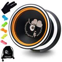 MAGICYOYO M001-B โยโย่ไม่ตอบสนองมืออาชีพ,โยโย่อะลูมิเนียมอัลลอยพร้อมห่วงโลหะเสริม5สาย + ถุง