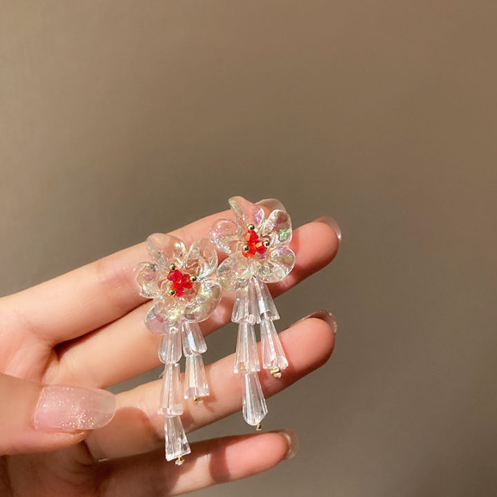 saibanต่างหูอะครีลิคคริสตัลดอกไม้เข็มเงิน-925-สไตล์เกาหลีสดและหวานต่างหูผู้หญิงkorean-style-925-silver-needle-flower-crystal-acrylic-earrings-fresh-and-sweet-lady-earrings