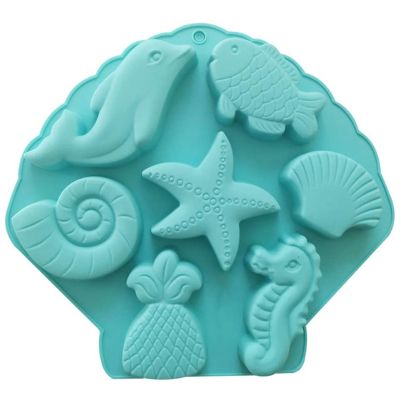 GL-แม่พิมพ์ ซิลิโคน รูปสัตว์ทะเล 7 ช่อง (คละสี) Sea creatures silicone mold