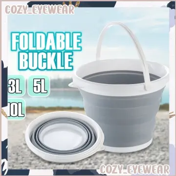 Collapsible Bucket For Camping, 5l/10l Collapsible Bucket, Silicone Bucket  With Portable Handle, Green Water Bucket, For Mopping Washing Cleaning For