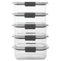 Rubbermaid Brilliance ภาชนะเก็บอาหารพลาสติกปลอดสาร BPA ขนาดกลาง 3.2 ถ้วย 5 แพ็คใส