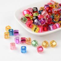 100pc Mixed Cube Acrylic Beads about 8mm wide 7.5mm long Hole: 4mm