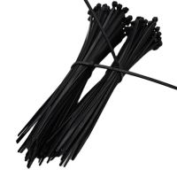 100pcs 20cm Nylon Plastic Zip Trim Wrap Cable Loop Ties Wire Aeromodelling Self-Locking Black Color