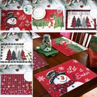 【LZ】☬✹∈  Decorações do Feliz Natal para a casa boneco de neve linho Placemat ornamentos do Natal ano novo 2023 2024