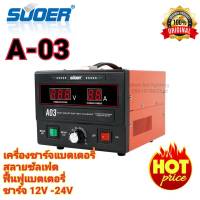 SUOER A03 12v-24V 0-280AH Automatic Battery Charger/Desulfator 30A 12/24V  เครื่องชาร์จเเบตเตอรี่  ฟื้นฟูแบต สลายซัลเฟต ชาร์จแบตอัตโนมัติ ชาร์จแบตเต็มไว