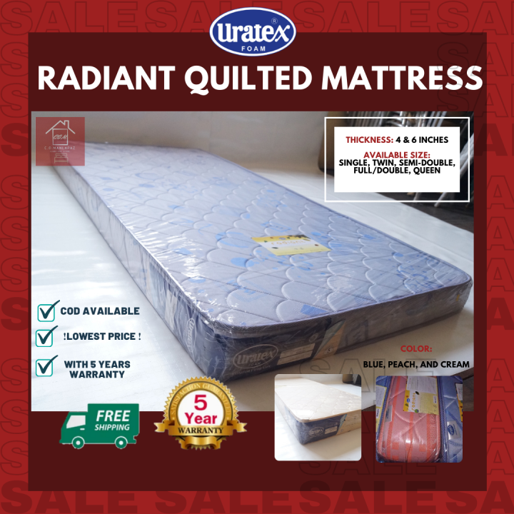 Radiant Quilted Mattress 6x60x75 Queen (Cream, Peach, Blue) Lazada PH