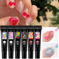 6Pcs เกาหลีพุดดิ้งเจล5D Embossed ภาพวาด Liner Solid Jelly Gel Texture Creative Drawing Modeling ชุดเจลสำหรับเล็บ JIS22-