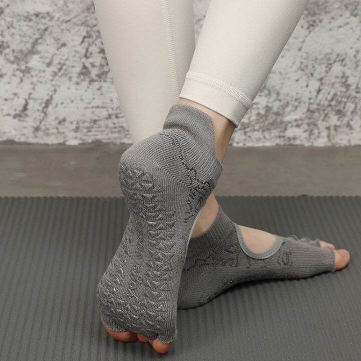 new-backless-breathable-pilates-socks-women-silicone-non-slip-yoga-socks-five-toes-professional-cotton-ballet-dance-sports-socks