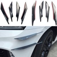 4pcs Universal Car Front Bumper Lip Rubber Fin Splitter Body Spoiler Canards Spoiler Car Tuning Canard Decor Black Carbon Fiber