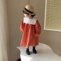 【 Ladies shop 】2793B ChildrenGirl2022New KoreanLapelLong SleeveDress ชุด