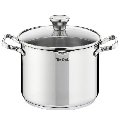 Tefal Duetto เหล็กกล้าไร้สนิมการเหนี่ยวนำหม้อต้ม (22 ซม.) เครื่องล้างจานปลอดภัยเงิน