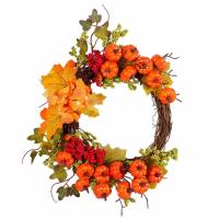 Fall Door Wreath Thanksgiving Wreath Decorations Pumpkins Berry Clusters Decor Harvest Party Supplies for Front Door Porch Fireplace Window diplomatic