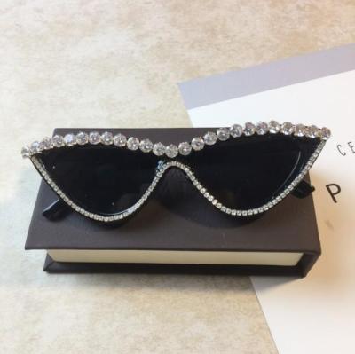 ZAOLIHU Luxury Diamond Women Sunglasses Black Frame Cat Eye Sun Glasses UV400 Bling Bling Eyewear oculos de sol