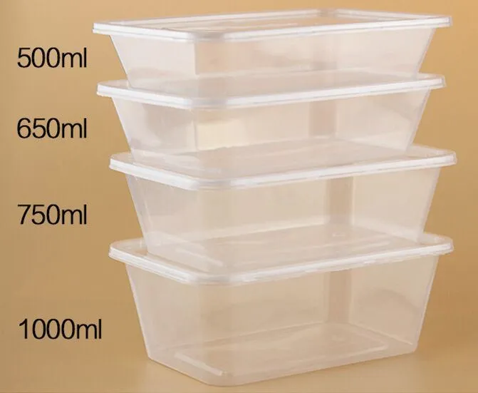 1000ml Disposable Microwave Clear Pp Plastic Rectangular Food Container With Lid 300pcs Box Lazada Ph