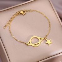 Stainless Steel Bracelets Cartoon Planet Star Pendants Trending Products Chain Korean Fashion Bracelet For Women Jewelry Gifts