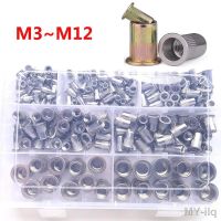 ⊕ Aluminum Flat Head Rivet Nut Kit M3 M4 M5 M6 M8 M10 M12 Aluminum 304 Stainless Steel Rivnut Zinc Plated Rivet Nut Insert Nutsert