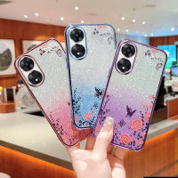 เคสโทรศัพท์ TPU นิ่มสำหรับ OPPO A78 A58 NFC OPPO A58 4G 2023ไฟกะพริบแฟชั่นสวนผีเสื้อสีใสส่องแสงเป็นประกายวิบวับกันกระแทกเนื้อนิ่มเคสด้านหลังป้องกันซิลิโคนแป้งกากเพชร