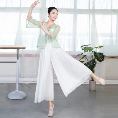 【 Big Trousers 】 Chiffon Wide-Leg Pants Women High Waist Double-Layer Loose Dance Culottes Elegant Drape Wide