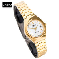 Velashop นาฬิกาข้อมือผู้หญิงคาสิโอ Casio Standard สายสแตนเลสสีทอง หน้าปัดขาว รุ่น LTP-1170N-7ARDF, LTP-1170N-7A, LTP-1170N